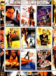 Turkmenistan 2000 James Bond 007 Hollywood Movie Cinema 9v Mint Full Sheet.