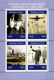 Chad 2019 Winston Churchill and Bombing Fighter Jets 4v Mint Souvenir Sheet S/S.