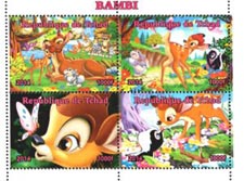 Chad 2014 Walt Disney Bambi Cartoons 4v Mint Souvenir Sheet S/S.