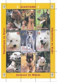 Niger 1998 Dogs Animals 9v Mint Full Sheet.