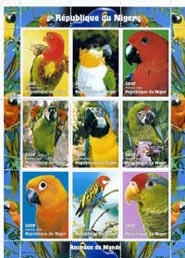 Niger 1998 Beautiful Birds Parrots 9v Mint Full Sheet.