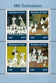 Chad 2019 Dalmatians Dogs Animals Cartoon 4v Mint Souvenir Sheet S/S.