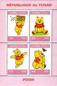 Chad 2019 Winnie the Pooh Bear Disney Cartoons 4v Mint S/S.