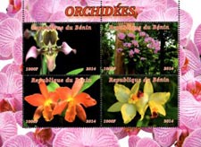 Benin 2014 Orchid Flowers 4v Mint Souvenir Sheet S/S.
