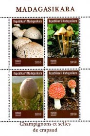 Madagascar 2019 Mushrooms Fungi 4v Mint Souvenir Sheet S/S.