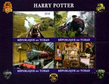 Chad 2018 Harry Potter Hogwarts Express Trains 4v Mint Souvenir Sheet S/S.
