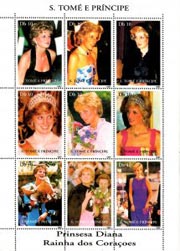 St. Tome & Principe Is. 1997 Princess Diana Royal Family 9v Mint Full Sheet.