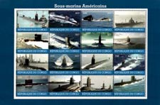 Congo 2017 American Submarines 16v Mint Full Sheet.