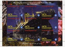 Turkmenistan 1997 Titanic Ship 85th Anniv. 9v Mint Full Sheet.