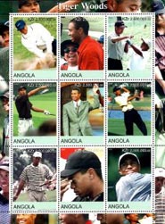 Angola 2000 Tiger Woods Sports 9v Mint Full Sheet.