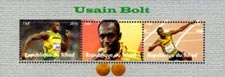 Chad 2016 Usain Bolt Jamaican Sprinter Sports 3v Mint Souvenir Sheet S/S.