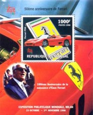 Senegal 1998 Ferrari Motor Cars Sports Italia 1v Mint Souvenir Sheet S/S.