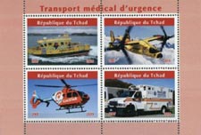 Chad 2019 Ambulance Medical Transport Helicopters 4v Mint Souvenir Sheet S/S.