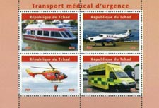 Chad 2019 Medical Transport Helicopters Ambulance 4v Mint Souvenir Sheet S/S.